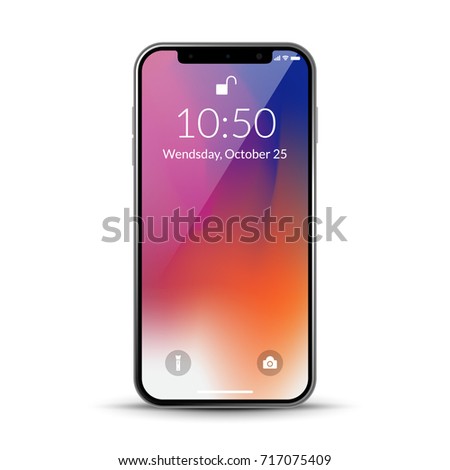 Smartphone design front isolated. Mobile phone X mockup concept. Vector illustration.