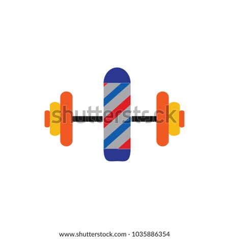 Barber Barbell Logo Icon Design