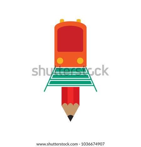Train Pencil Logo Icon Design