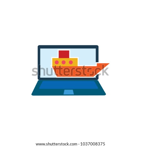 Ship Laptop Logo Icon Design