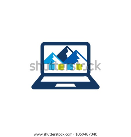 Laptop Mountain Logo Icon Design