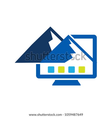 Computer Mountain Logo Icon Design