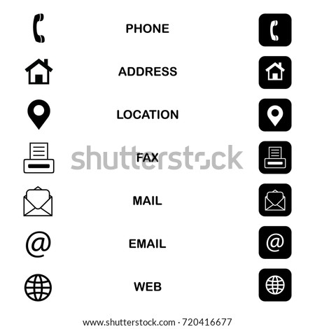 Business card, finance and communication icon set