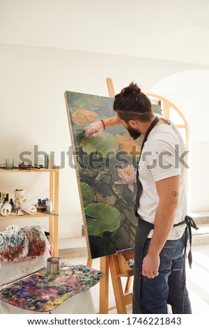 Similar – Image, Stock Photo Talented artist painting on paper