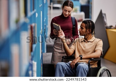 Similar – Image, Stock Photo Disabled young woman in kitchen with cat on her lap