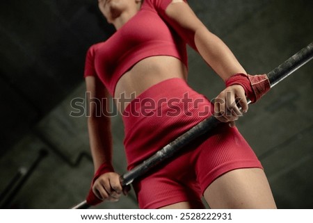 Similar – Image, Stock Photo Unrecognizable female athlete with mobile phone