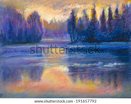 purple sunset on a quiet river