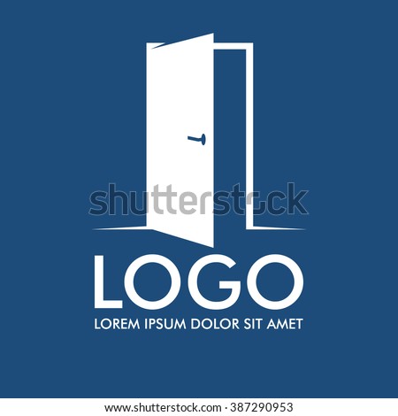 Vecrot real estate business logo.Open door icon. The realty company emblem.