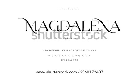 Magdalena, beautiful classic classy modern serif alphabet font typeface typography. Vector Illustrator editable.