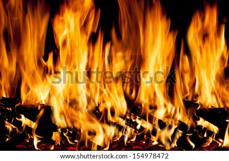 flames of fire/burning woods and flames in black background