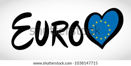 Logo of EURO with heart with flag of Europe