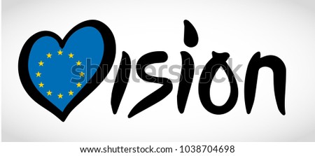 Logo of VISION with heart with flag of Europe