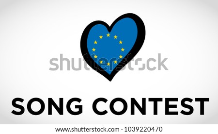 Logo of song contest with heart with flag of Europe