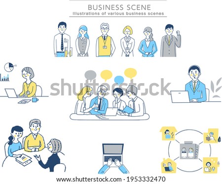 Illustrations of various business scenes
set