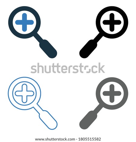 Plus zoom sign, magnifier icon. Vector design on isolated white background