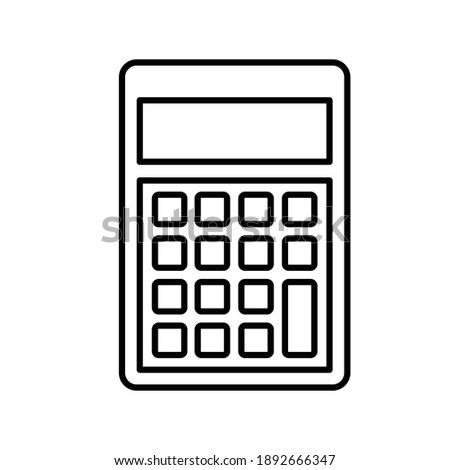 Accounting calculator numbers outline icon. line art design