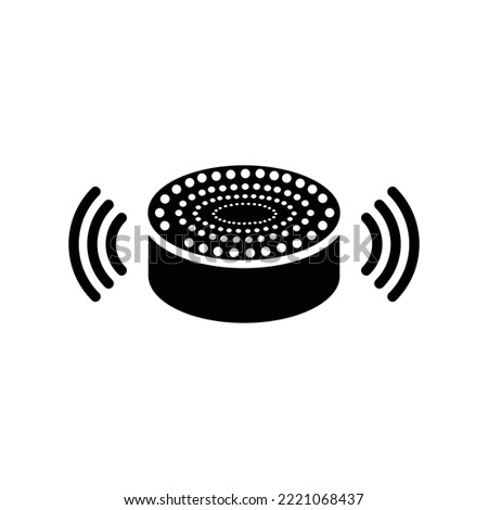 Echo, dot, speaker, Alexa icon. Black vector graphics.