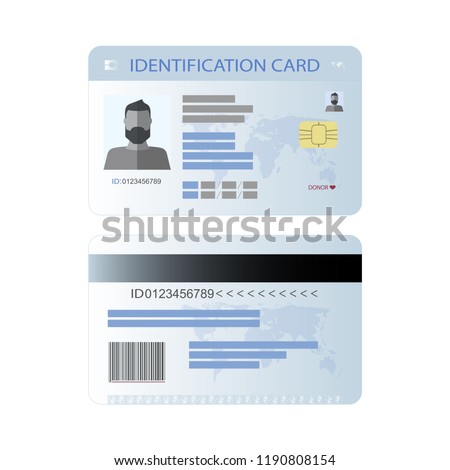The idea of personal identity. ID card, identification card, drivers license, identity verification, person data. Modern vector illustration in a flat style.