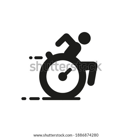 Wheelchair athlete, inclusiveness, Paralympian. Disabled person in a wheelchair, flat icon, disabled person.  User interface vector icon.