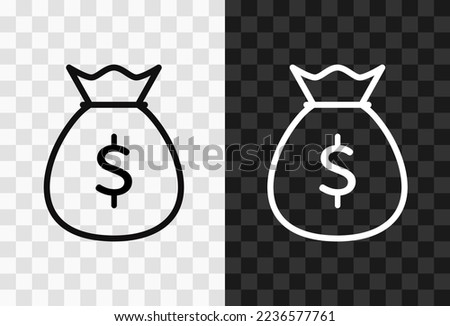 Money bag, high quality vector editable line icon. Money bag outline icon isolated on dark and light transparent backgrounds for UI design.