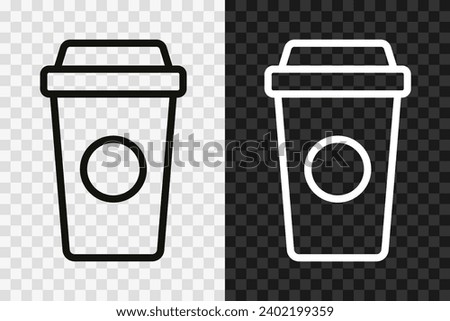 Paper coffee cup line icon, high quality vector editable stroke symbol. Paper coffee cup outline sign isolated on dark and light transparent background.