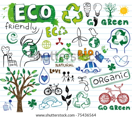 Eco Vector Set - Doodles And Inscriptions - 75436564 : Shutterstock