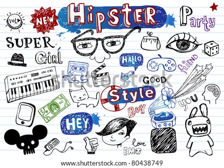 Hipsters doodle set