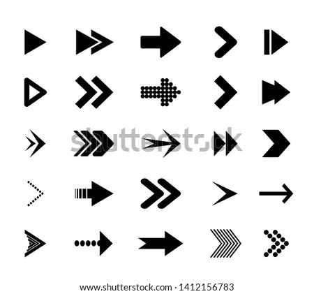 Arrow icons.  Icons cursor button label next page web interface. Flat vector navigation symbol. 

