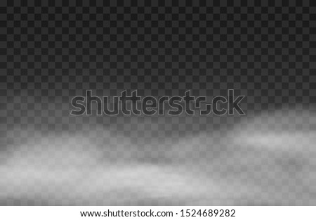 Fog  effect.  White vector cloudiness, mist background. Smoke cloud on transparent background. Vector illustration