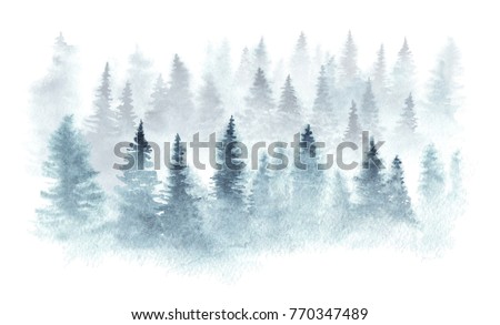 Similar – Image, Stock Photo Winter forest in fog (aerial view)