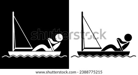 Pictograms representing an online sailing race, one of the disciplines of nautical sports competitions.