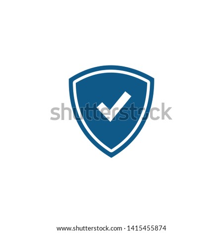 Shield with check mark icon vector. Tick mark approved symbol