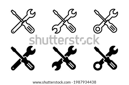 Tools icon set. Repair icon, Wrench, screwdriver and gear icon vector