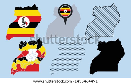 Set of Uganda Map Vector