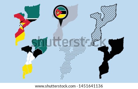 Set of Mozambique Map Vector