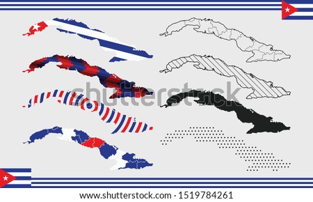 Cuba Map Vector Set Country
