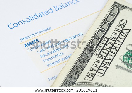 US dollar banknote on the balance sheet