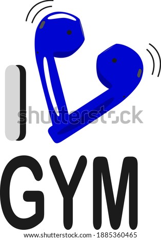 Design for t-shirt, lettering i love gym.