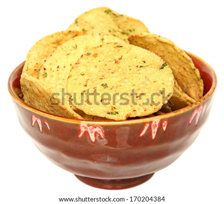 Gluten Free Jalapeno Corn Chips in Bowl Over White