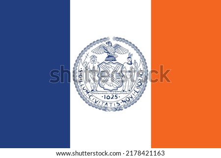 1625 New York Tri Color Orange White Blue Flag Hand Drawn Vector
