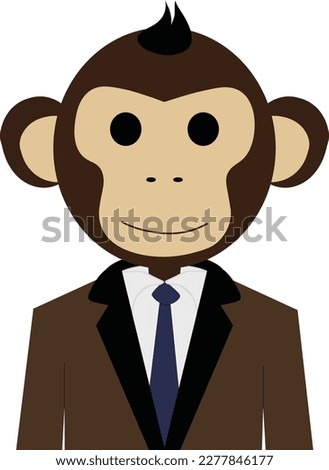 Smiling Cute Monkey in a Business Suit Illustration