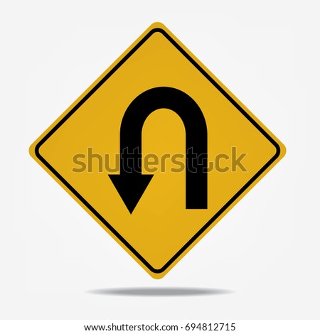 U-Turn Roadsign on white background,vector.