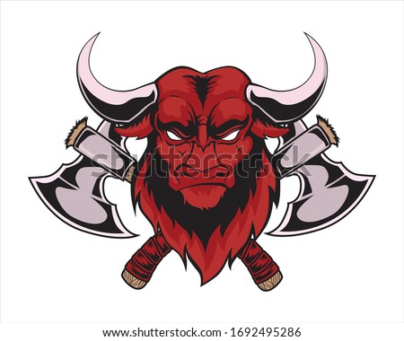 axe bull head vector illustration