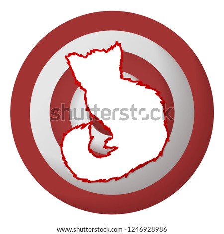 Illustration with silhouette of red panda in the center of target on white background