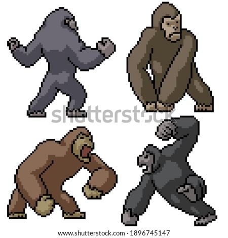 pixel art set isolated strong kong