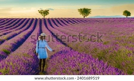 Image, Stock Photo Lavender field, Provence, Plateau Valensole. Beautiful image of lavender field.Lavender flower field, image for natural background.Very nice view of the lavender fields.