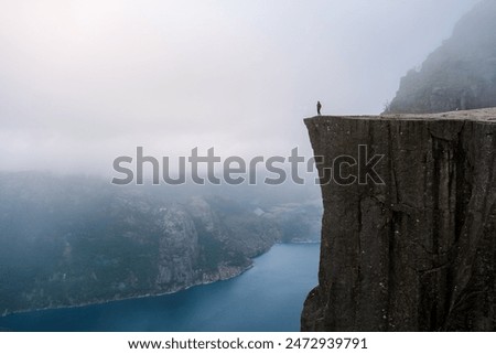 Similar – Image, Stock Photo View to the Preikestolen at the Lysefjord in Norway