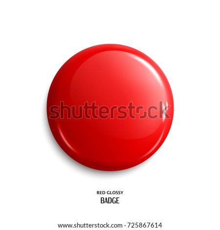 Vector blank red glossy badge or web button. Vector.