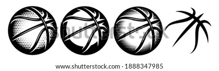 A set of basketballs with different designs. Templates for logo design. Vector isolated illustration.