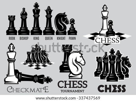 Set of emblems and signs for the chess tournament